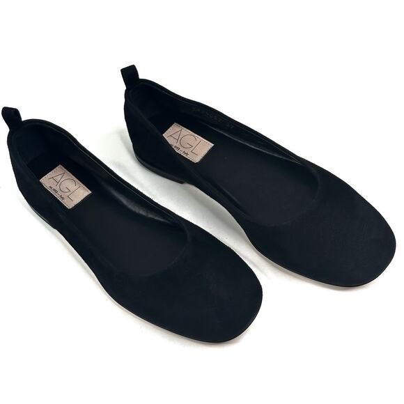 AGL Kim Black Suede Ballet Flats Womens Size 37 US 7 Made in Italy New $390 - Picture 2 of 10